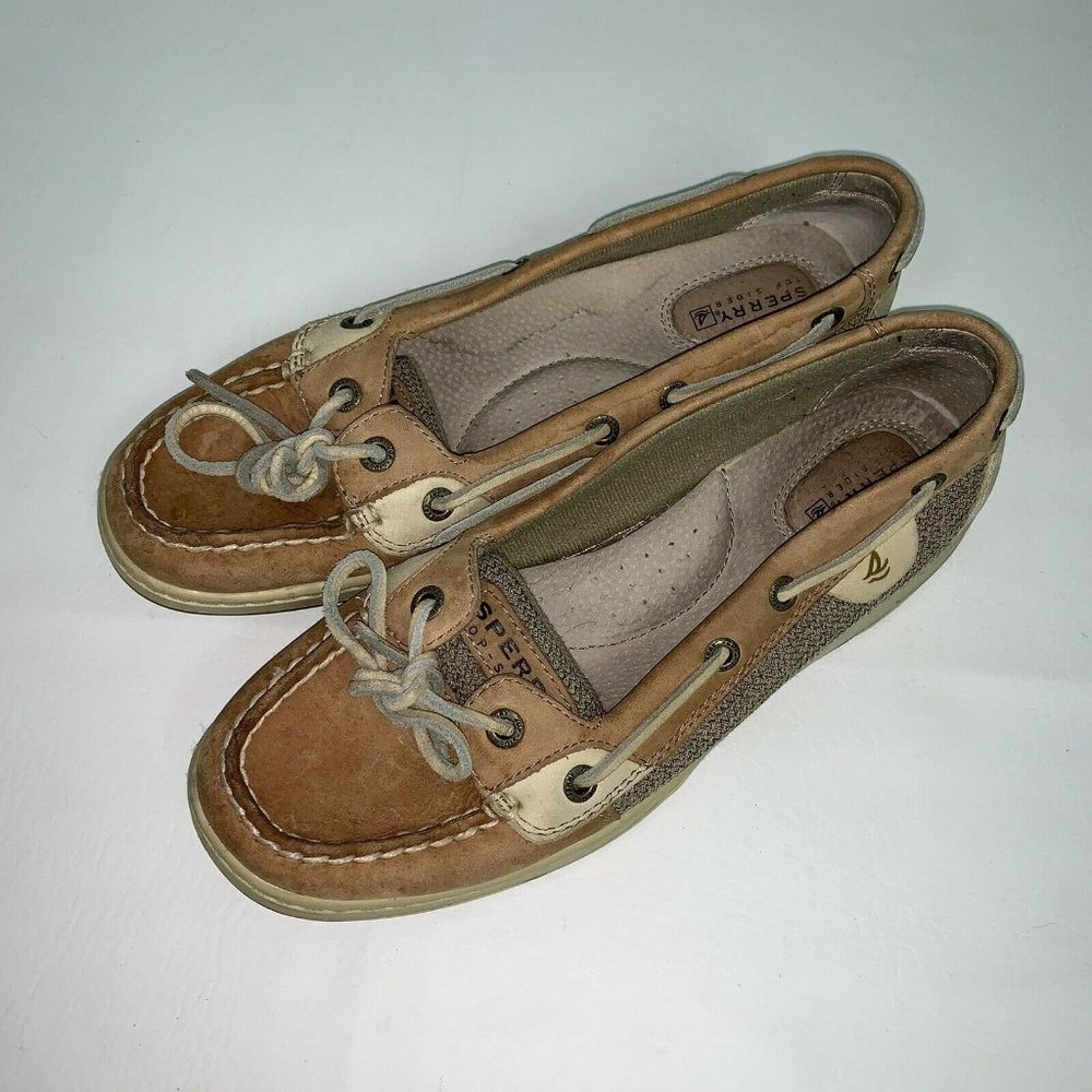 Sperry Top-Sider Angelfish Boat Shoes Womens Size 8 Linen Oat Leather 9102047
